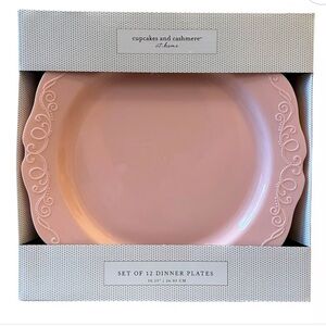 Cupcakes and Cashmere Set of 12Pink Scroll Disposable cake Plates 10.25"